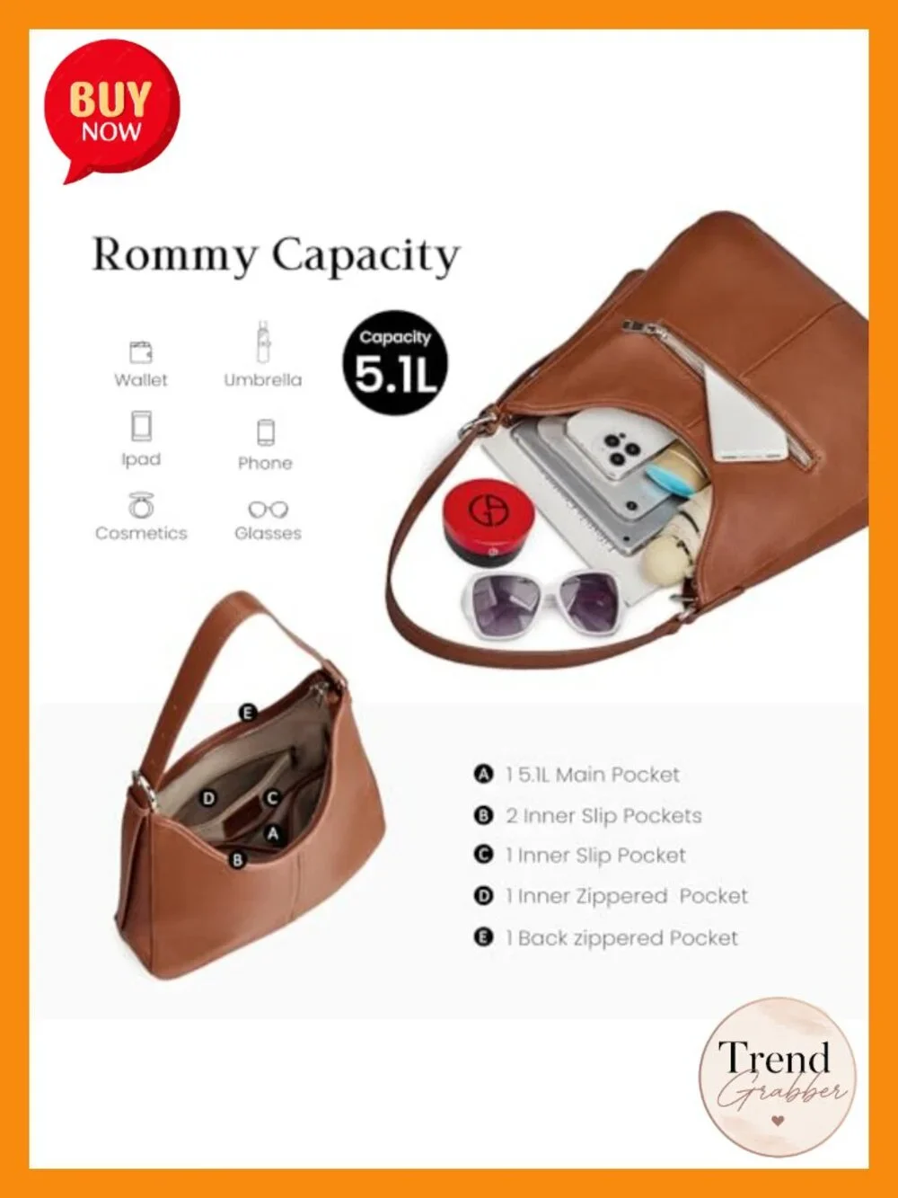 Genuine Leather Hobo Bag with Adjustable Strap, Top Grain Leather Shoulder Bag